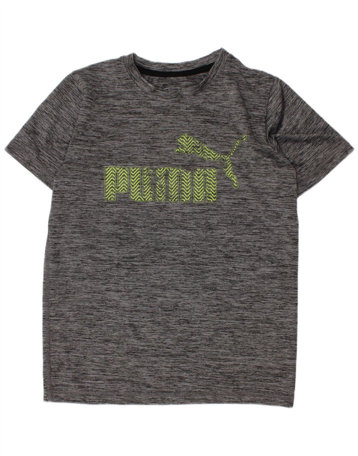 Puma Grafik-T-Shirt für Jungen, 7–8 Jahre, Größe S, grau geflecktes Polyester