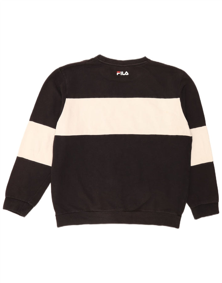 Fila Herren Grafik-Sweatshirt-Pullover 2XL Schwarz Colourblock Baumwolle