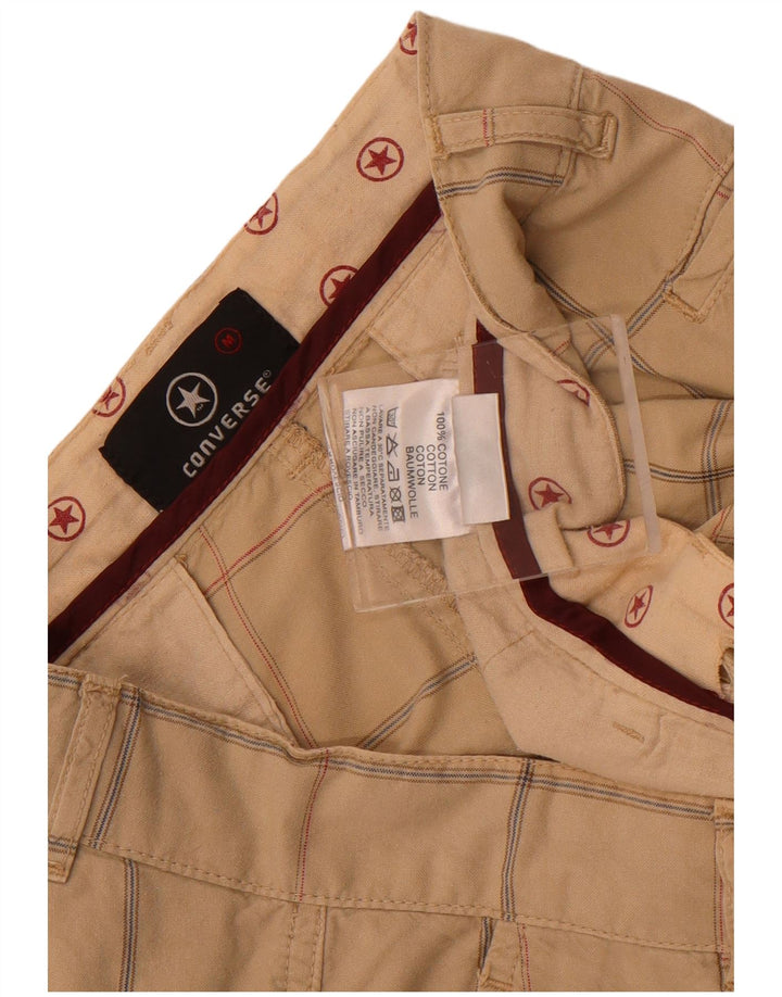 Converse Herren-Chino-Shorts, Größe M, W32, beige karierte Baumwolle