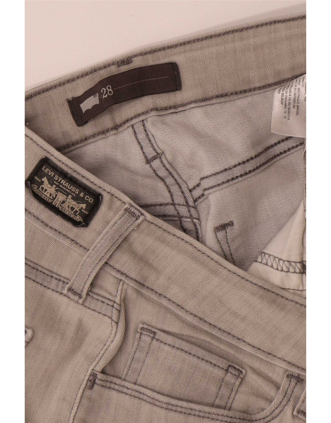 Levi's Damen-Cropped-Jeans W28 L25 Graue Baumwolle
