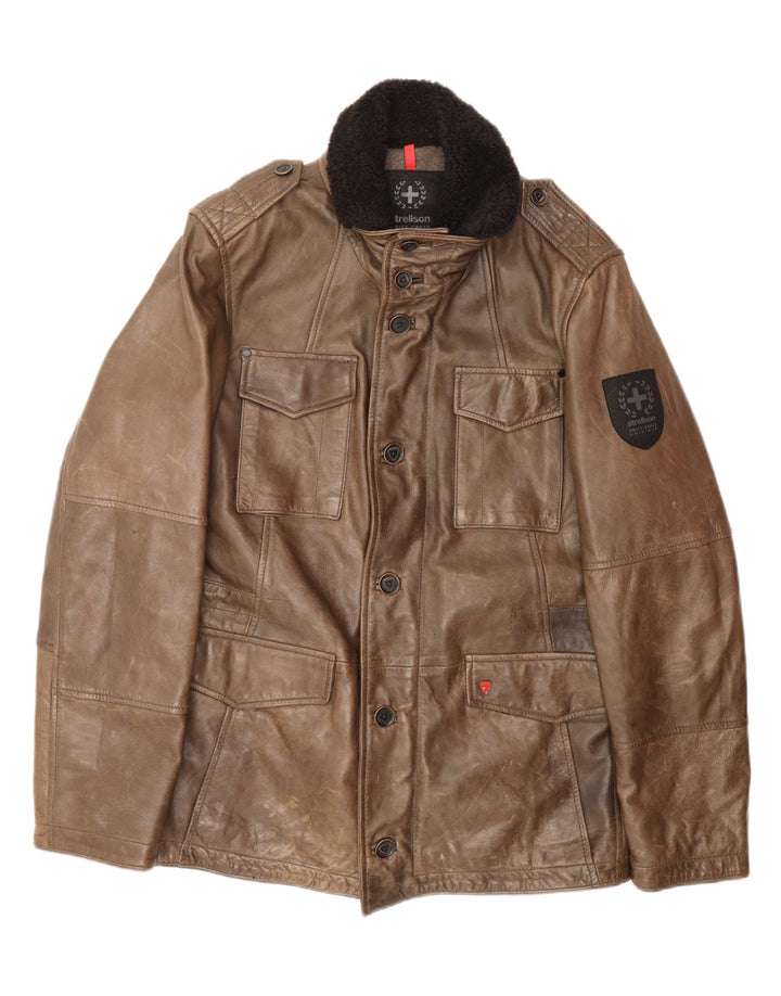 STRELLSON Herren Lederjacke IT 48 Mittelbraunes Leder