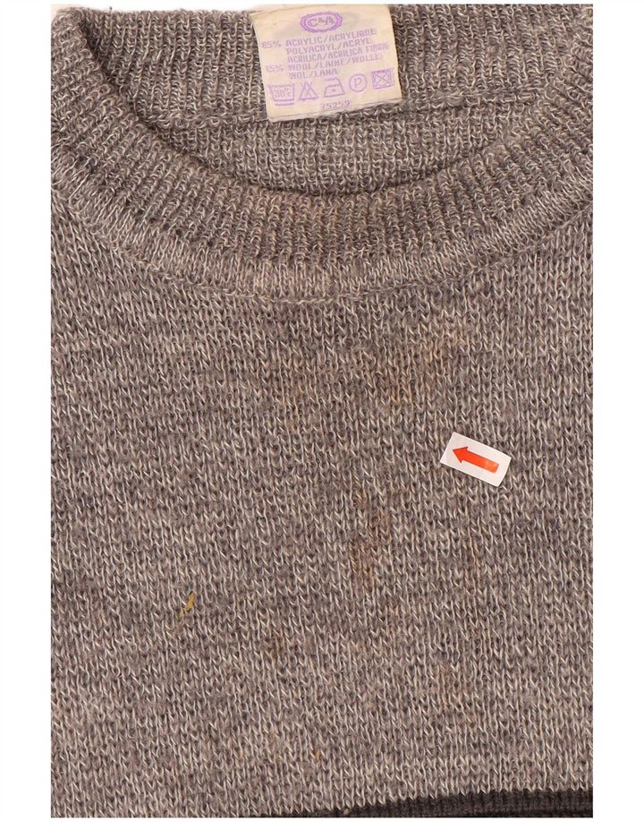 Neuer Fast Herren-Pullover mit Rundhalsausschnitt, EU 48/50, mittelgrau gestreiftes Acryl