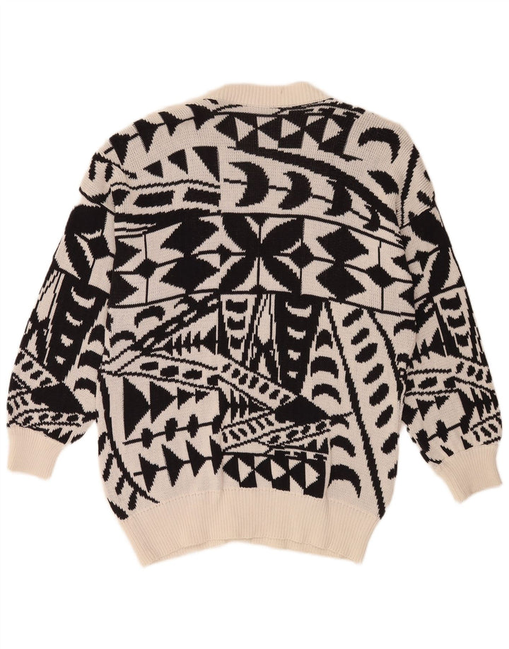Laurel Damen Longline-Cardigan-Pullover IT 42 Mittelschwarz Geometrisch Retro