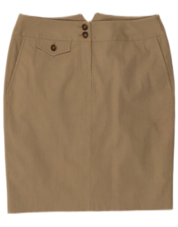 Karen Millen Damen gerader Rock UK 12 Medium W30 Beige Baumwolle