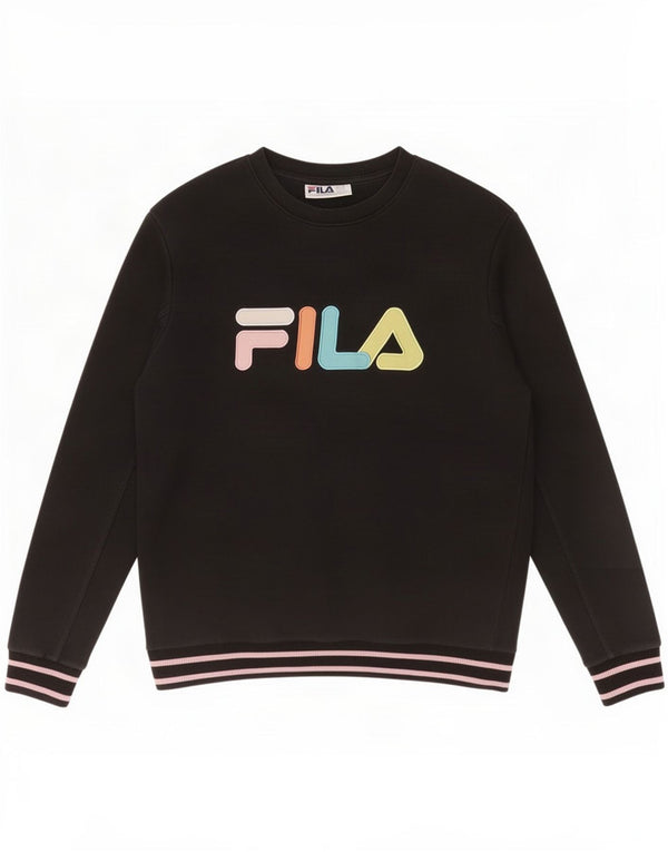 Fila Damen Grafik-Sweatshirt-Pullover UK 18 XL schwarz gestreift aus Baumwolle