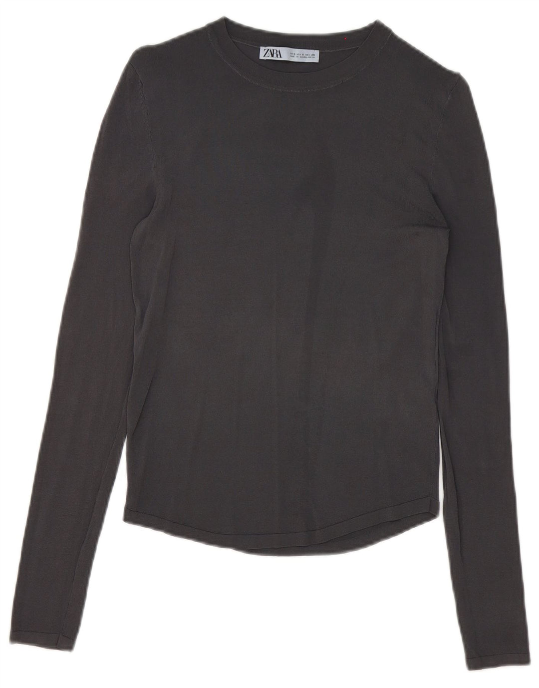 Zara Damen Top Langarm UK 10 Small Graue Viskose