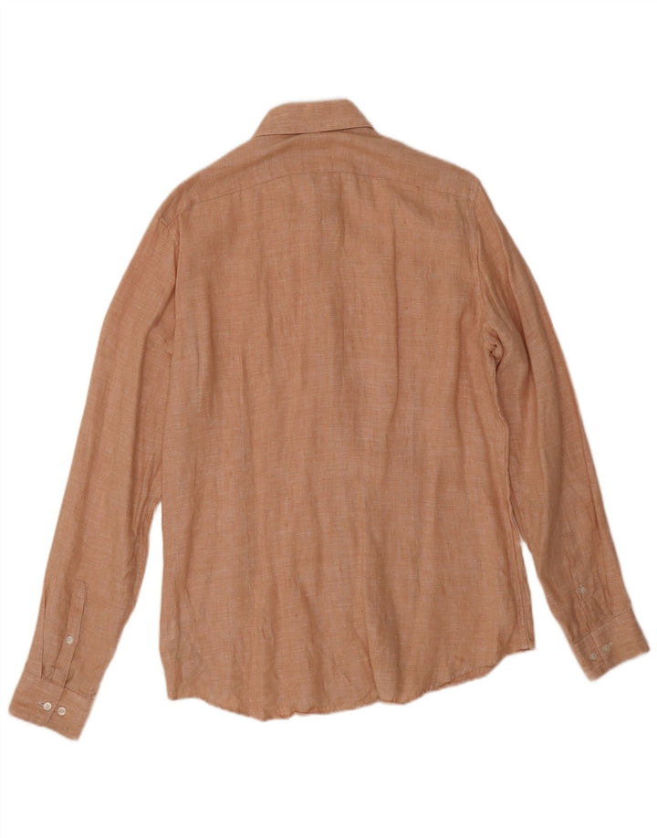 Calvin Klein Herren Slim Fit Hemd Größe 39 Mittelrosa Leinen