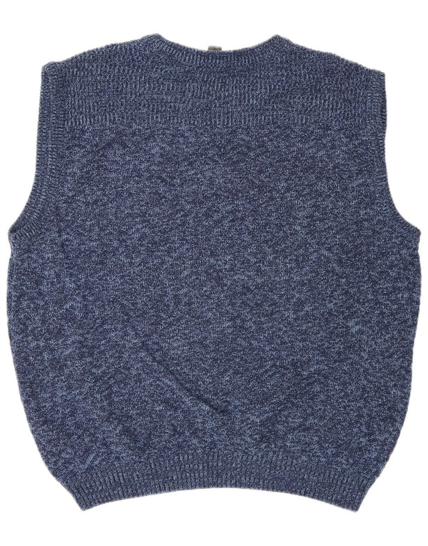 Vintage Herren Weste Tank Top UK 44 XL Blau meliert Baumwolle
