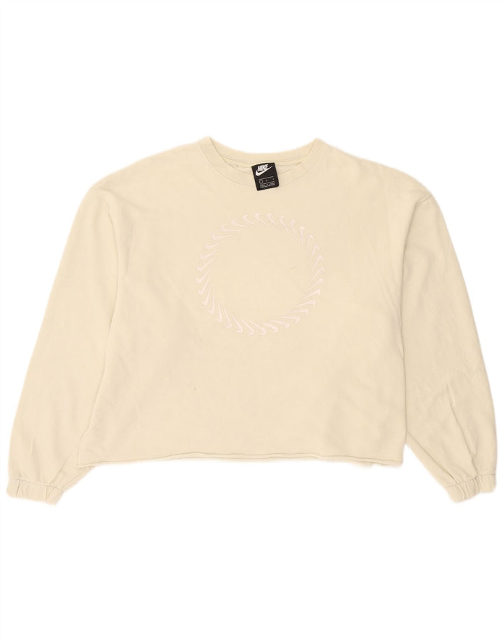 Nike Womens Graphic Oversized Sweatshirt Pullover UK 16 Large Beige Baumwolle
