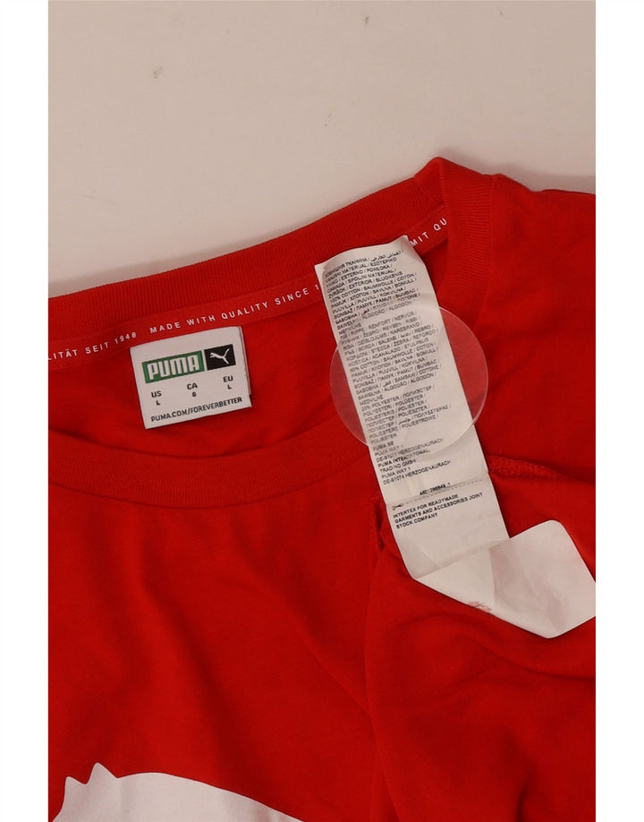 Puma Herren Grafik T-Shirt Top Große rote Baumwolle