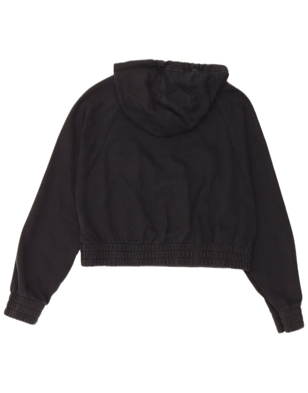 Nike Womens Loose Graphic Crop Hoodie Pullover UK 10 Small Schwarz Baumwolle