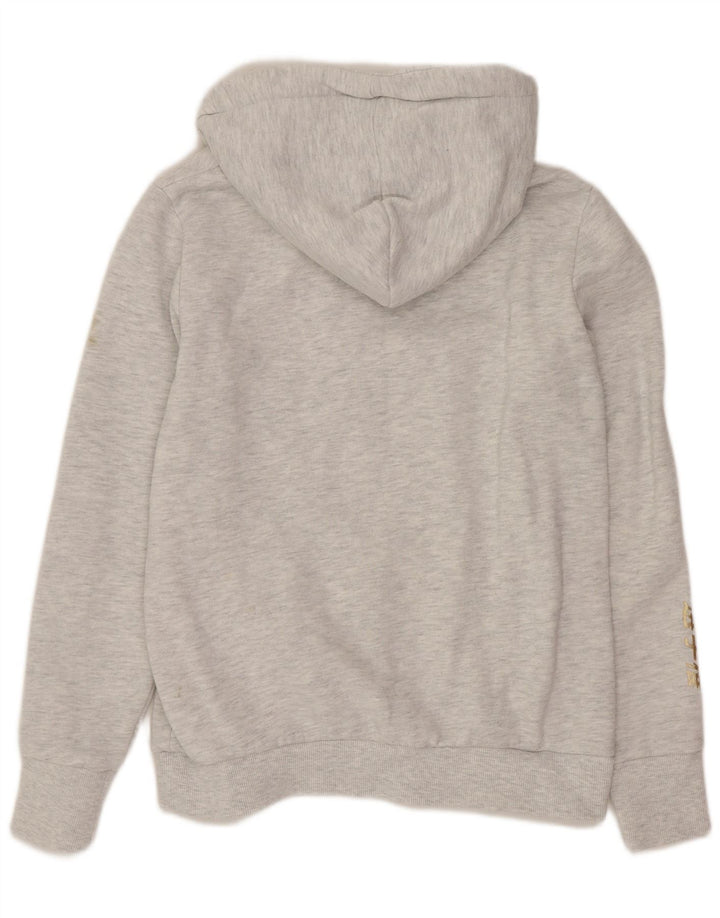 Superdry Damen Graphic Hoodie Pullover UK 12 Mittelgraues Polyester