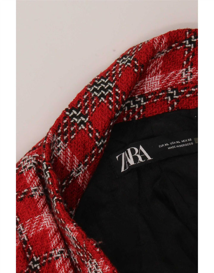Zweireihiger Blazer für Damen von Zara, UK 18, XL, rot kariert