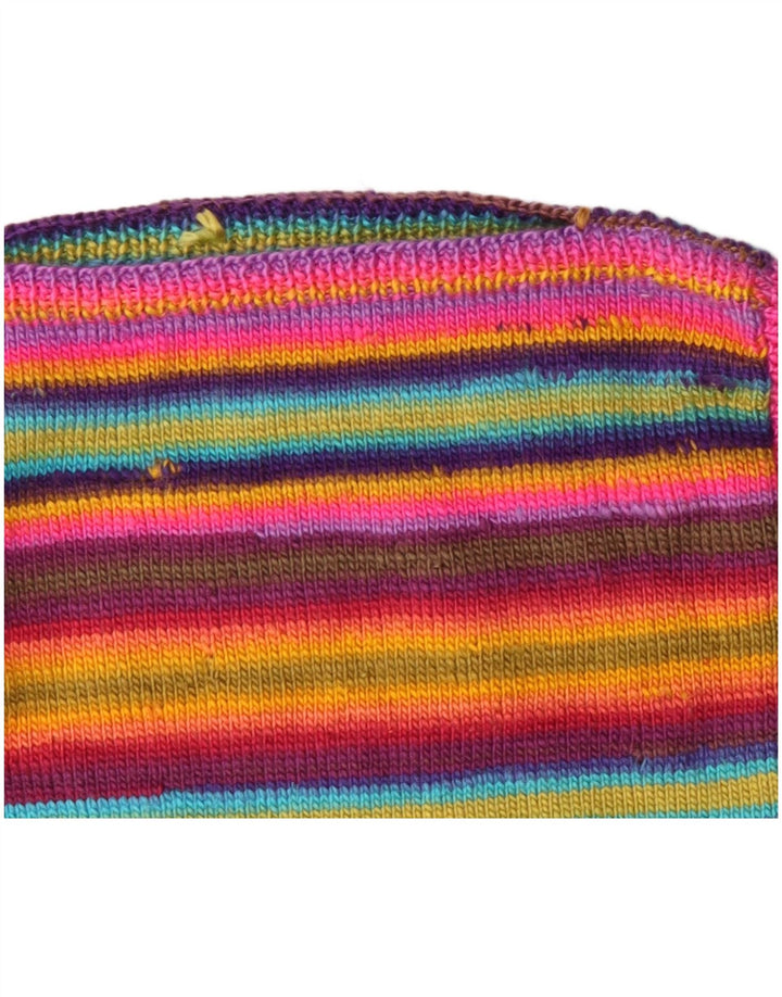 VINTAGE Damen-Pullover mit U-Boot-Ausschnitt, UK 12, mittelmehrfarbig gestreift