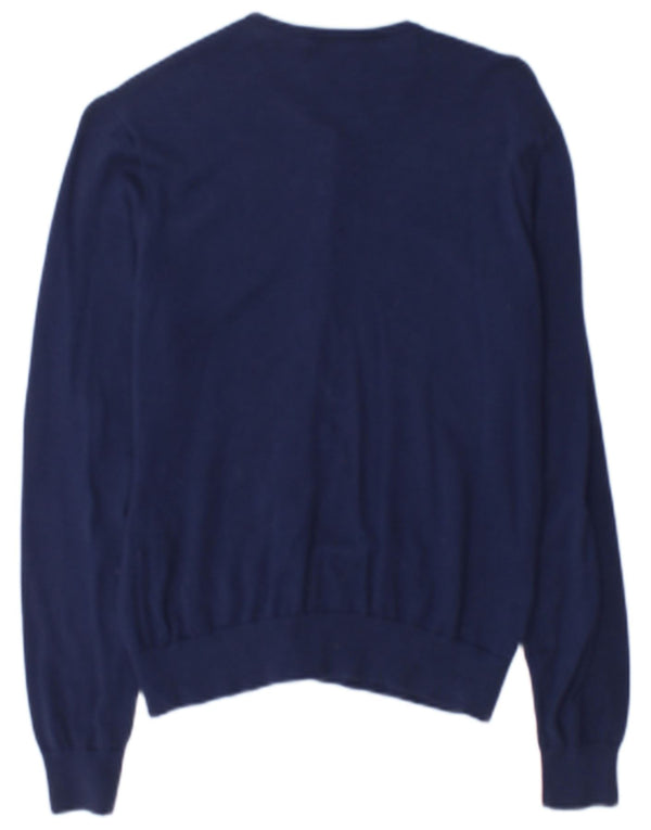 Ralph Lauren Damen-Cardigan-Pullover UK 14 Große marineblaue Baumwolle
