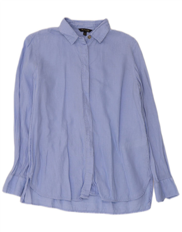 Massimo Dutti Damenhemd EU 38 Small Blaues Leinen