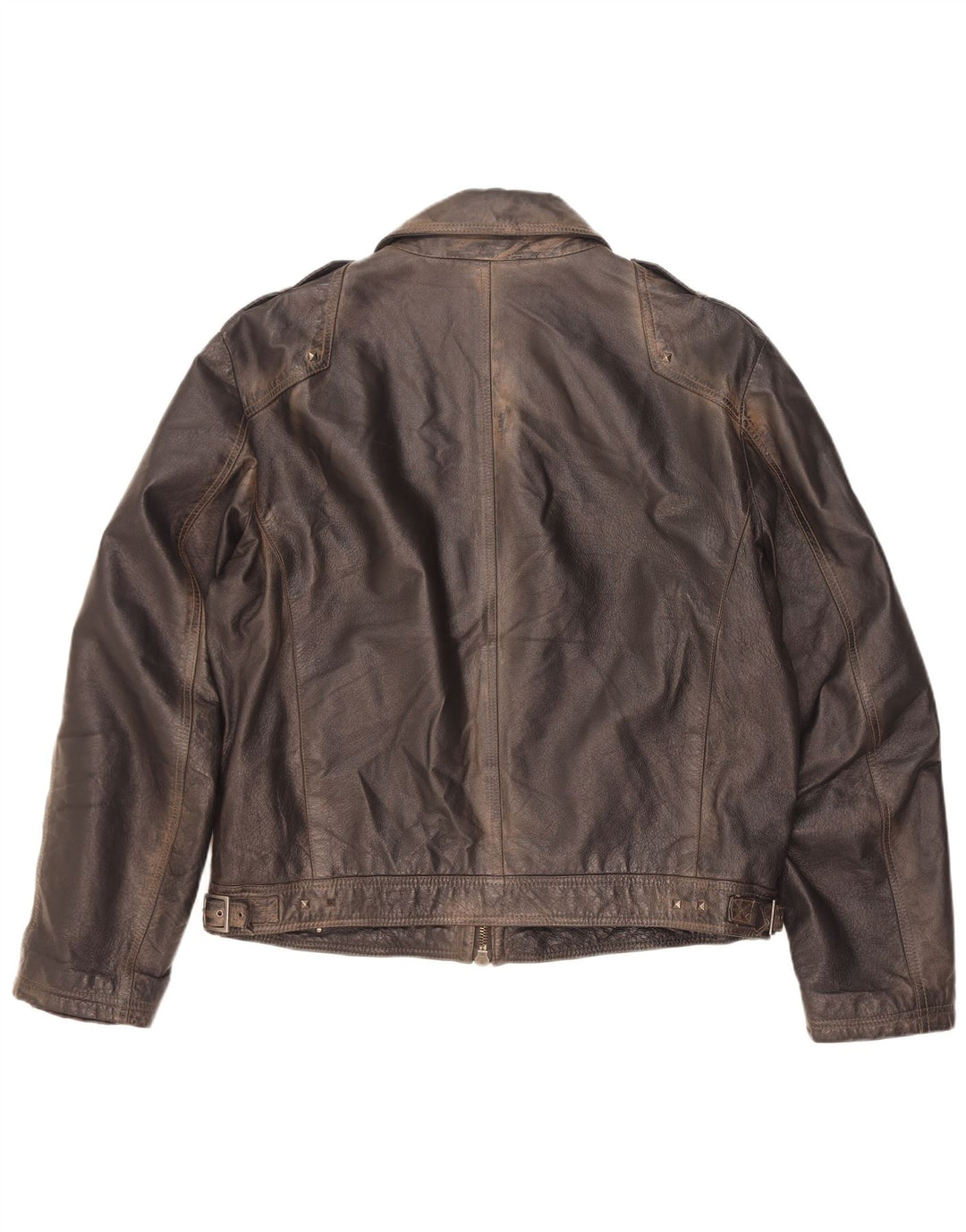 Vintage Herren Militärlederjacke IT 56 3XL Braun