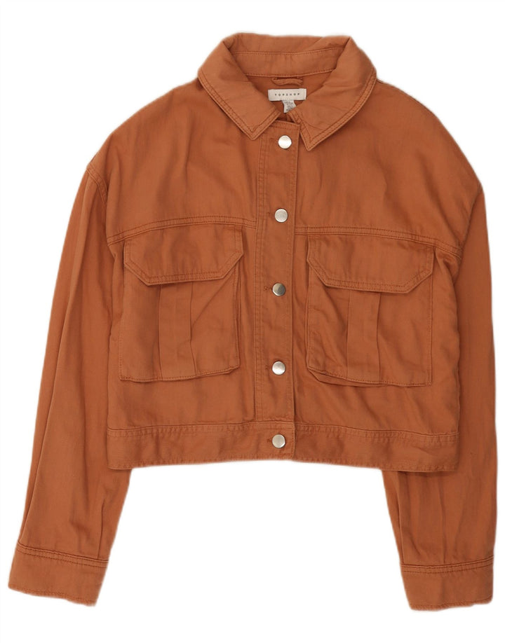 Topshop Damen Crop Übergroße Jeansjacke UK 10 Small Orange Baumwolle