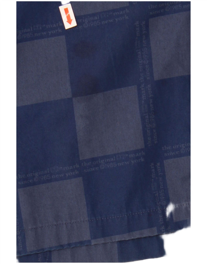 TOMMY HILFIGER Herren Kurzarmhemd Große Marineblaue geometrische Viskose