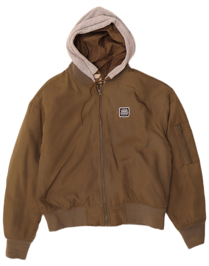 Vans Herren-Bomberjacke mit Kapuze, UK 36, Small, Khaki, Colourblock-Polyester