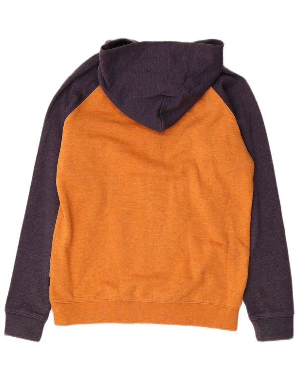 QUIKSILVER Damen-Kapuzenpullover mit Reißverschluss, UK 14, Größe L, Orange, Colourblock-Baumwolle