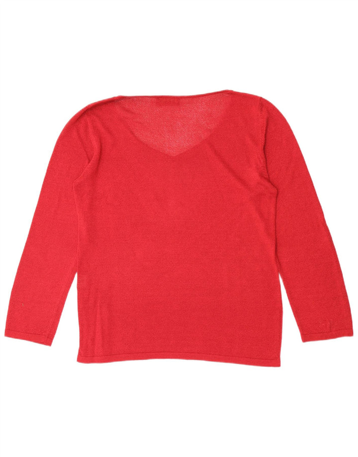 Luisa Spagnoli Damen-Pullover, übergroß, V-Ausschnitt, Gr. 10, Größe S, Rot