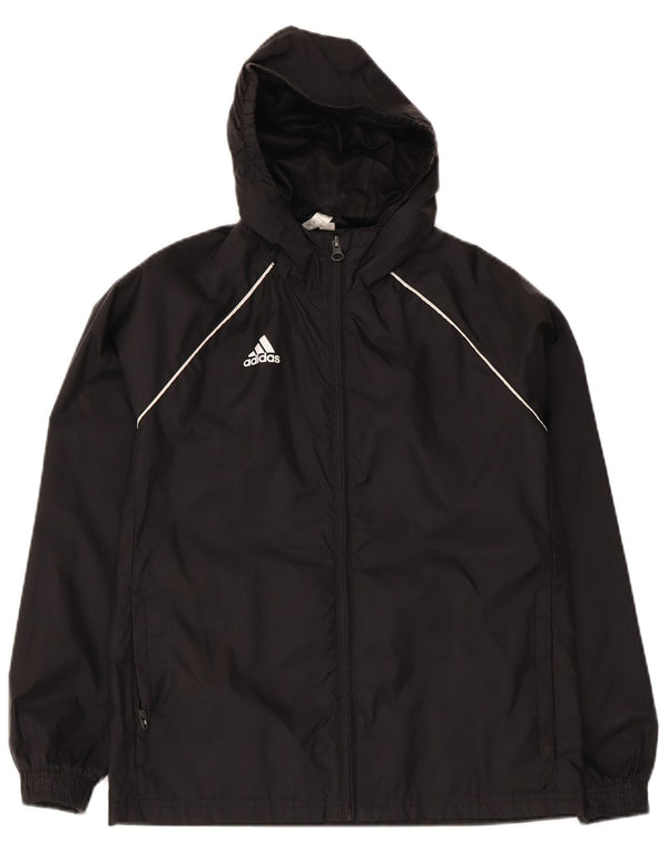 Adidas Regenjacke mit Kapuze für Jungen, 11–12 Jahre, schwarzes Polyester