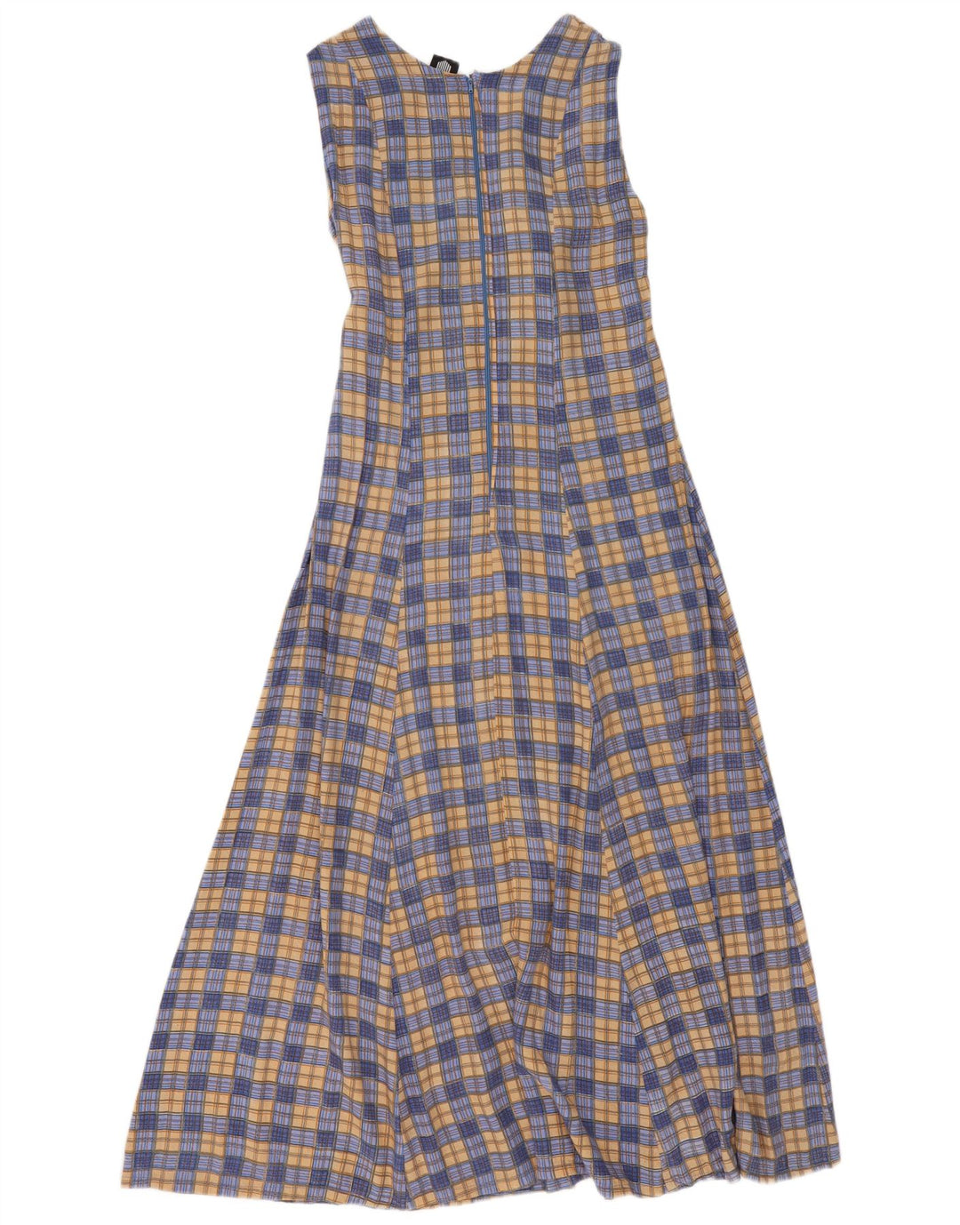 We Be Bop Ärmelloses Maxikleid für Damen, UK 12, Mittelblau, kariert, Viskose