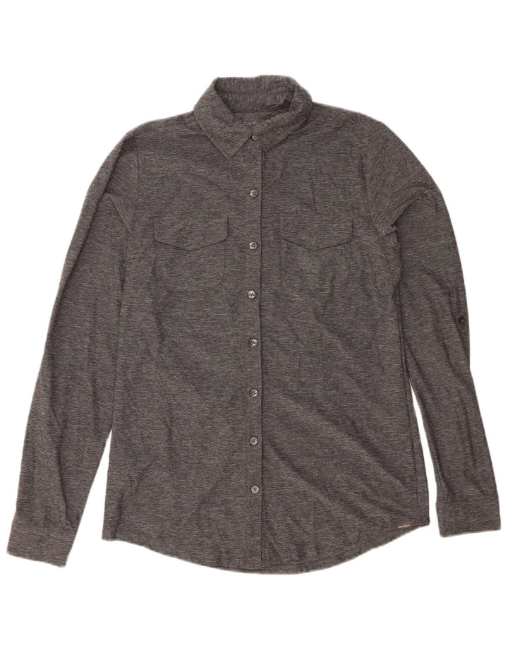 EDDIE BAUER Damen-Hemd UK 6 XS Grau meliertes Polyester