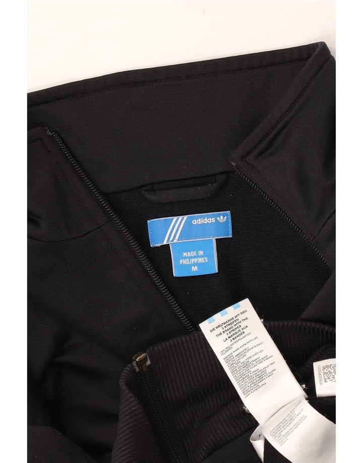 Adidas Damen Trainingsanzug Top Jacke UK 14 Medium Schwarz Polyester