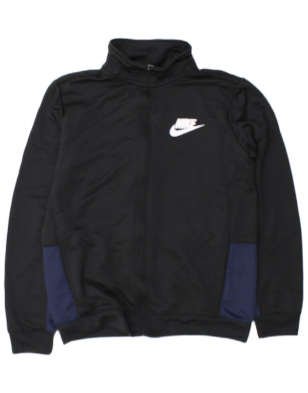 Nike Jungen-Trainingsanzug-Top-Jacke, 13–14 Jahre, XL, schwarzes Farbblock-Polyester