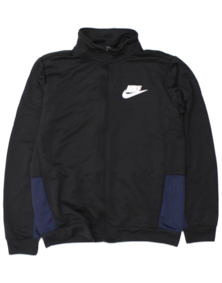 Nike Jungen-Trainingsanzug-Top-Jacke, 13–14 Jahre, XL, schwarzes Farbblock-Polyester