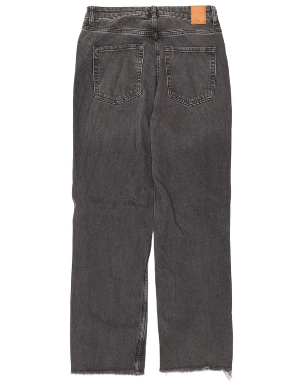 Zara Damen High Rise Straight Jeans EU 38 Small W28 L28 Graue Baumwolle