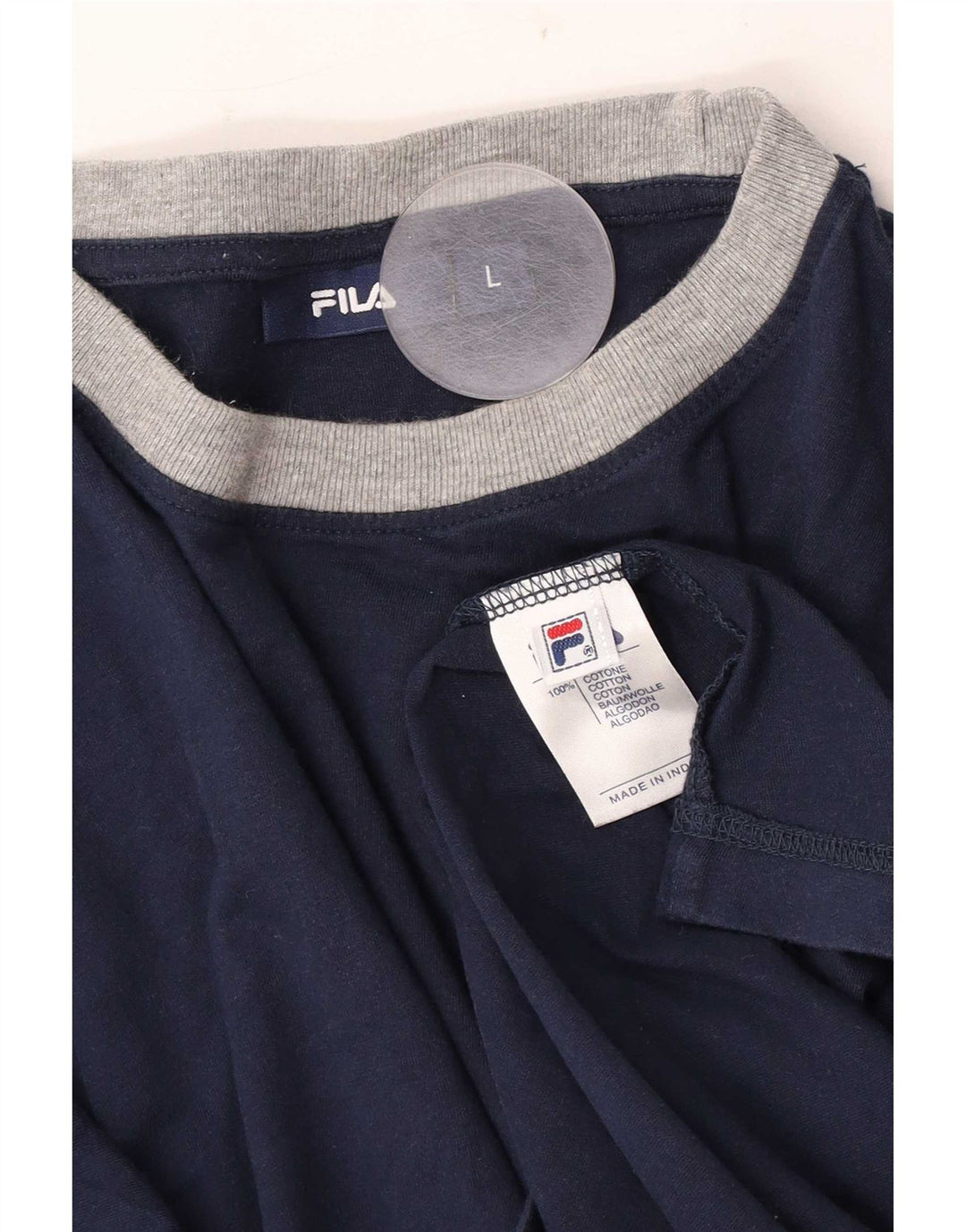 Fila Herren T-Shirt Top Large Marineblau Baumwolle