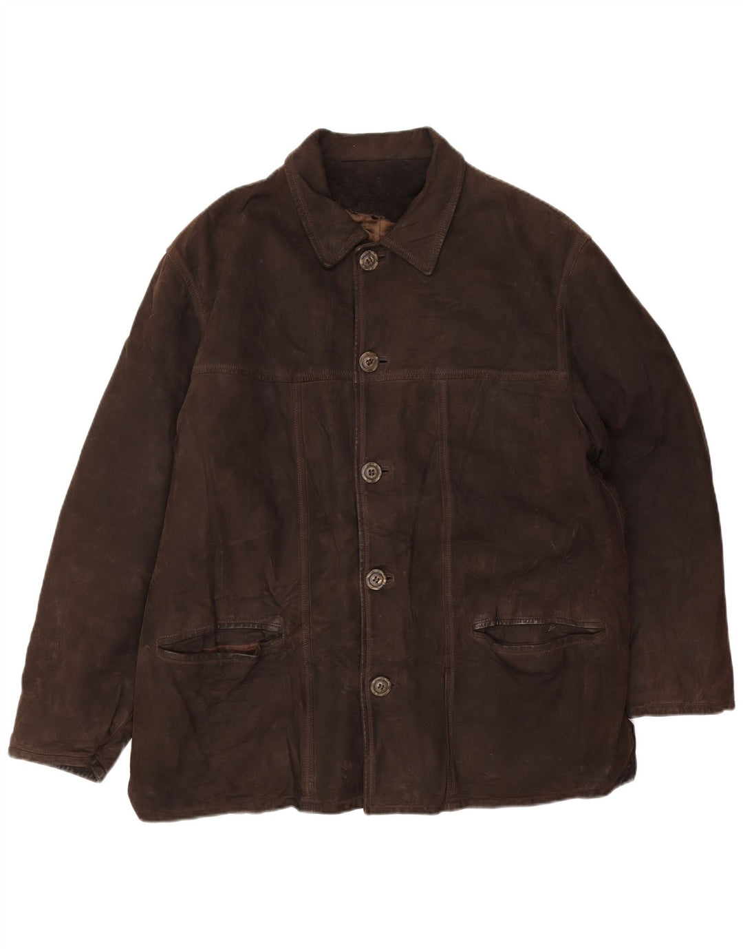 Vintage Herren Lederjacke IT 54 2XL Braunes Leder