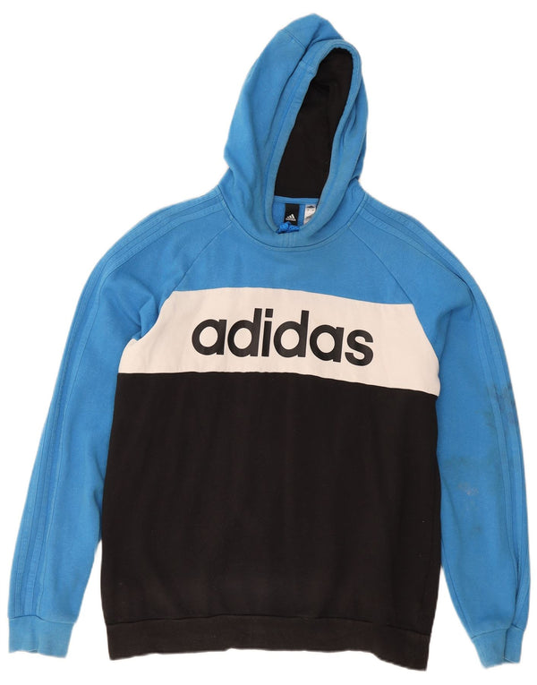 Adidas Herren-Kapuzenpullover mit Grafik, groß, blau, Colourblock-Baumwolle