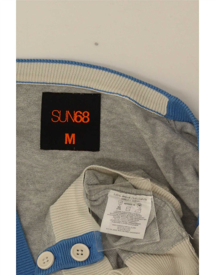 Sun68 Herren-Cardigan-Pullover aus mittelgrauer Colourblock-Baumwolle