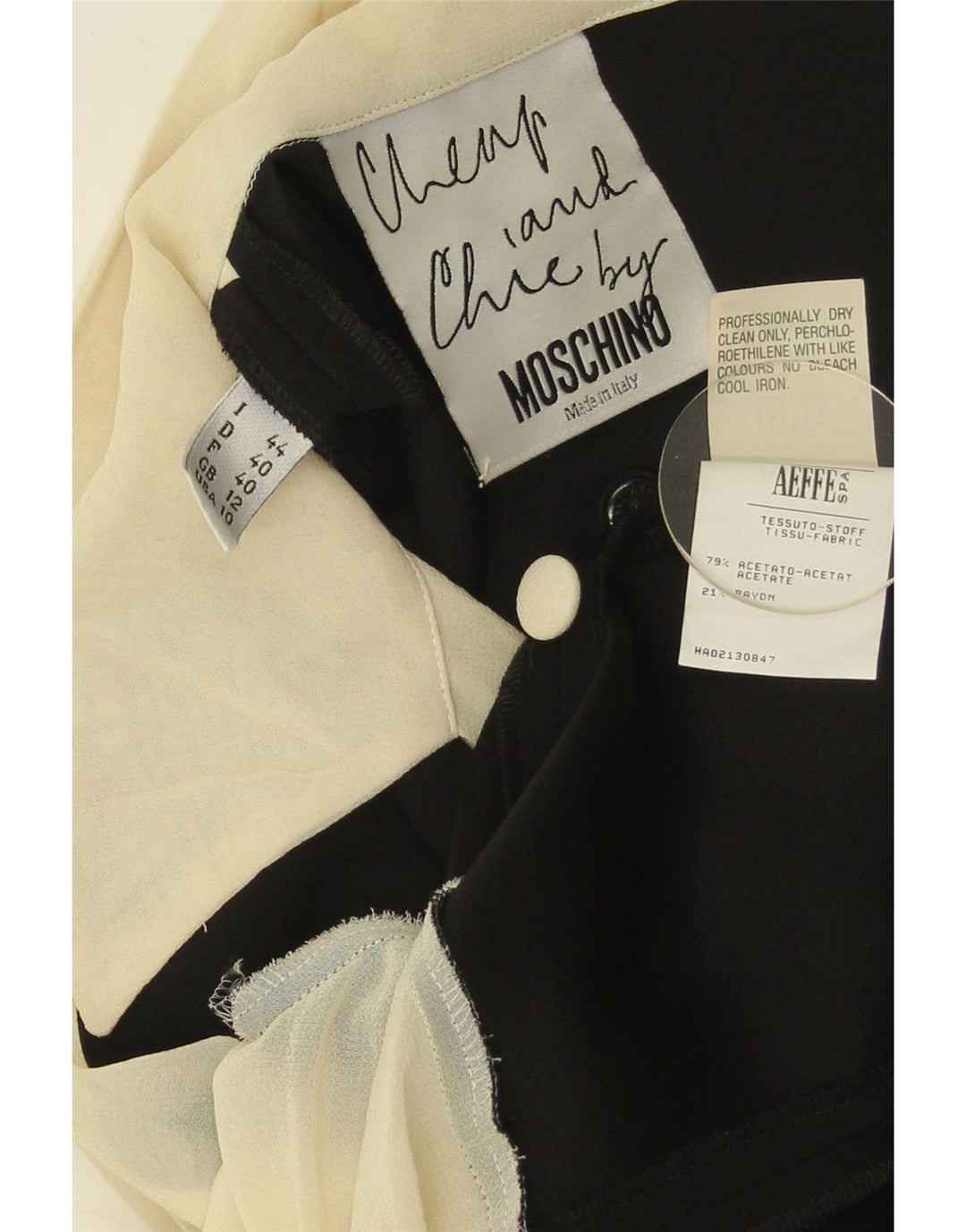Moschino Damen-Hemdbluse UK 12 Mittelschwarzes Colourblock-Acetat