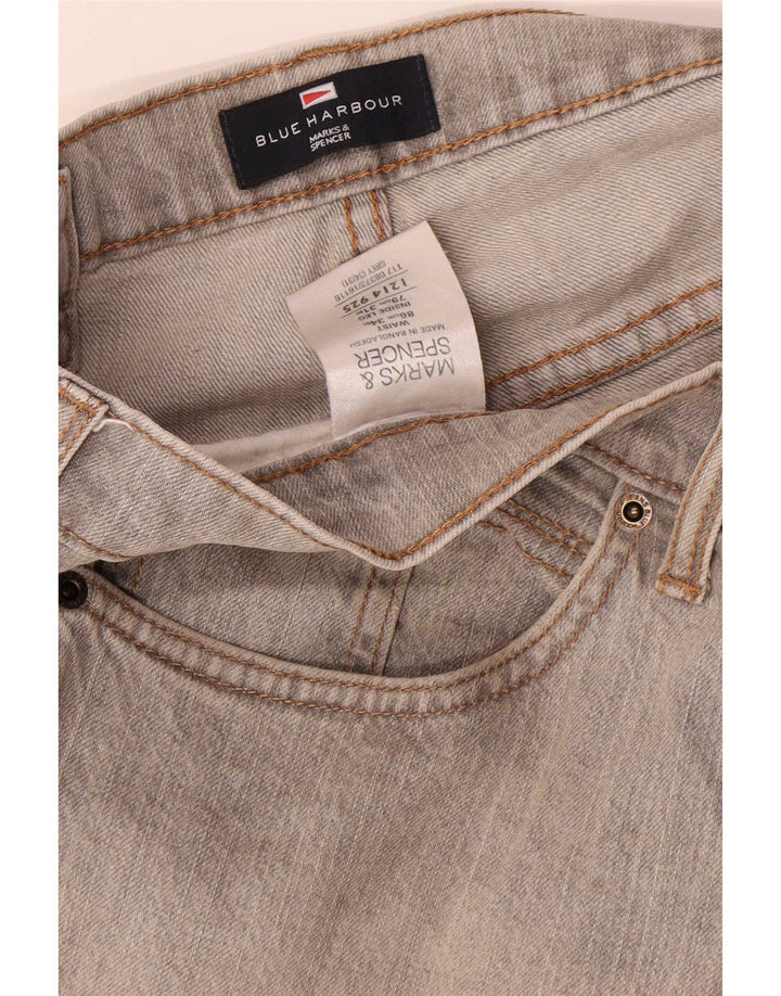 Marks & Spencer Herren Blue Harbor Straight Jeans W34 L31 Graue Baumwolle