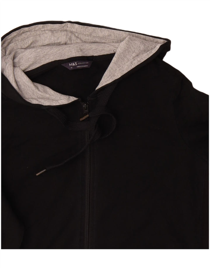 Marks & SPENCER Damen-Kapuzenpullover mit Reißverschluss, UK 14, Größe L, Schwarz, Baumwolle