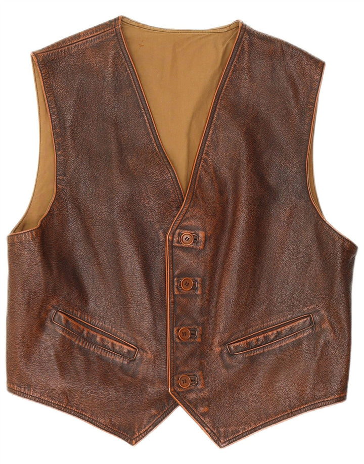Vintage Herren Lederweste XL Braunes Leder