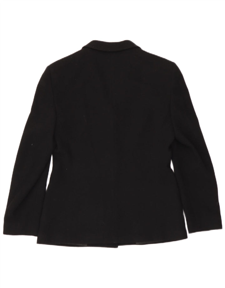 Hugo Boss Damen 3-Knopf-Blazerjacke UK 14 Mittelschwarze Schurwolle