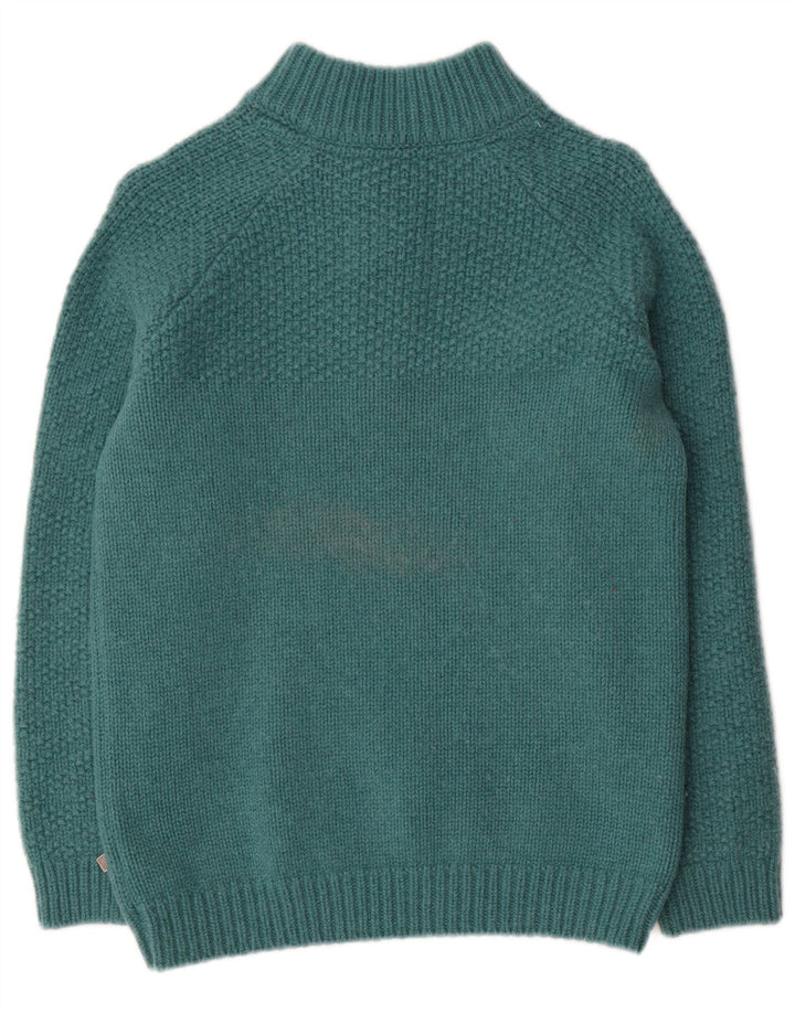 Weird Fish Damen-Pullover mit Reißverschluss am Hals, Gr. 10, Größe S, grüne Wolle