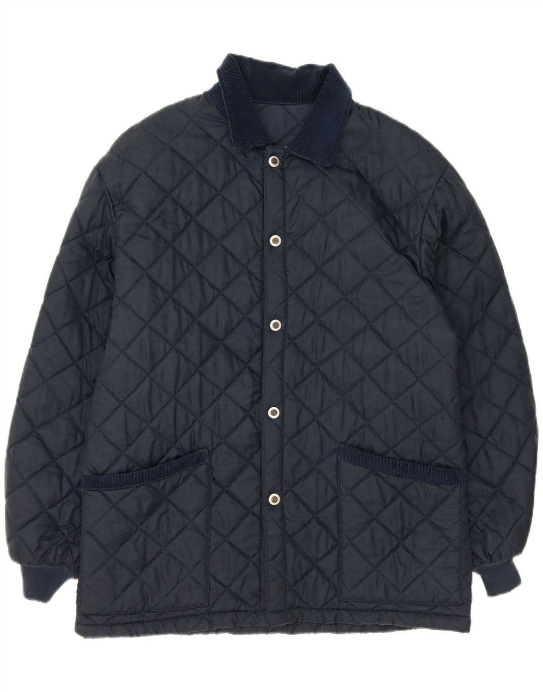 VINTAGE Mens Quilted Jacket UK 40 Large Navy Blue Vintage Vintage and Second-Hand Vintage from Messina Hembry 