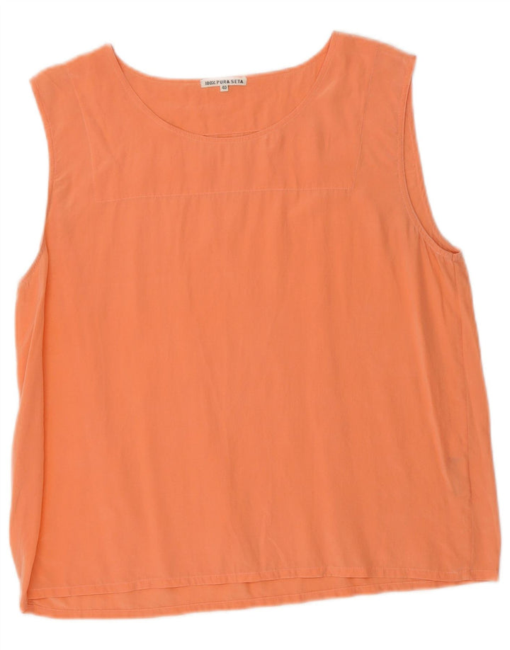 Vintage Damen ärmellose Bluse Top IT 40 kleine orange Seide