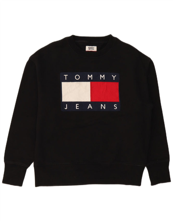 TOMMY HILFIGER Herren Grafik-Sweatshirt-Pullover, groß, schwarze Baumwolle