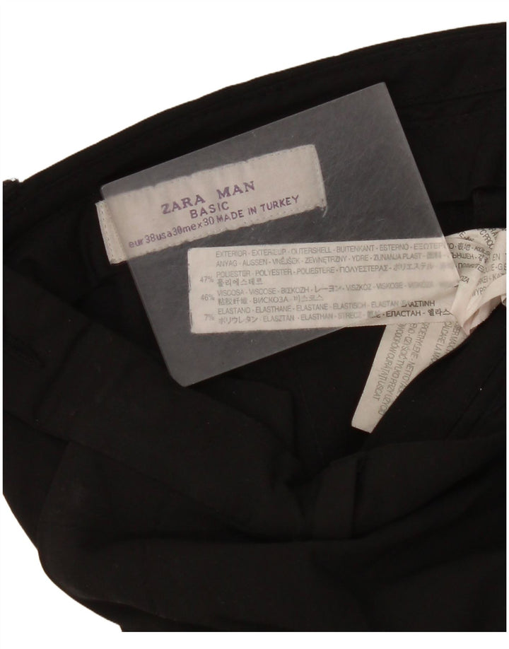 Gerade Anzughose für Herren von Zara, EU 38, Größe S, W30, L35, Schwarz, Polyester