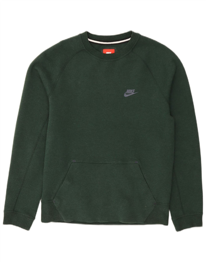 NIKE Herren-Sweatshirt-Pullover, klein, grüne Baumwolle