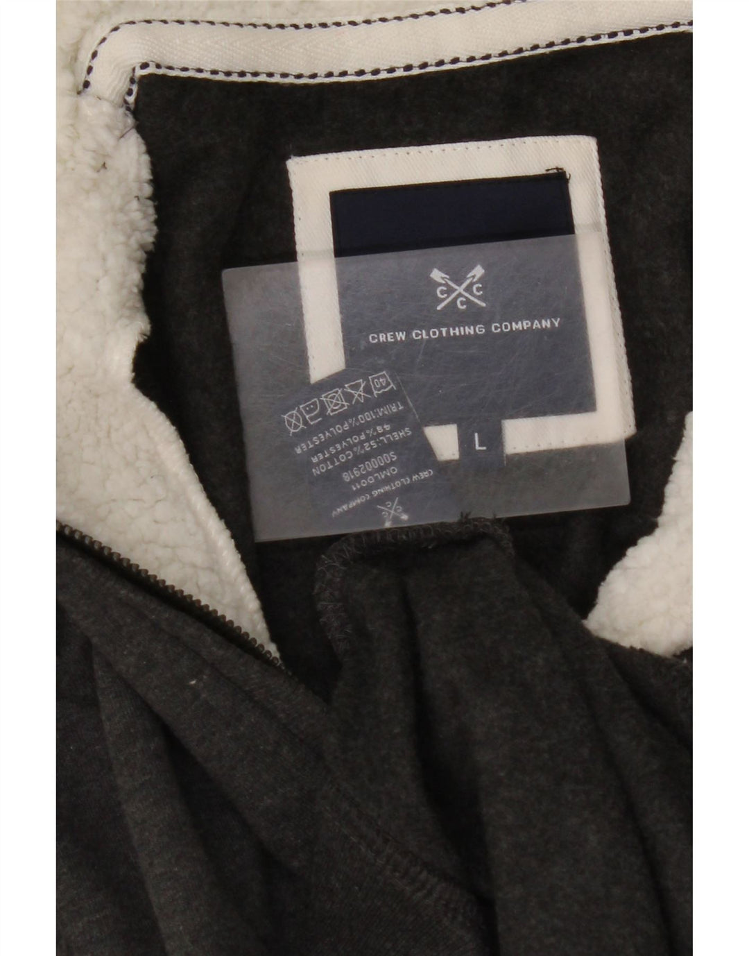 CREW CLOTHING Herren-Sweatshirt mit Reißverschluss am Hals, groß, aus grauer Baumwolle