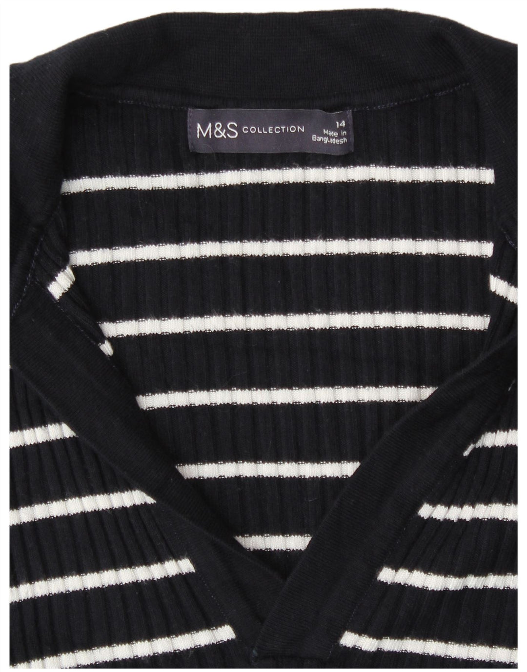 Marks & Spencer Damen-Pullover mit Rollkragen, Größe UK 14, Mittelblau gestreift